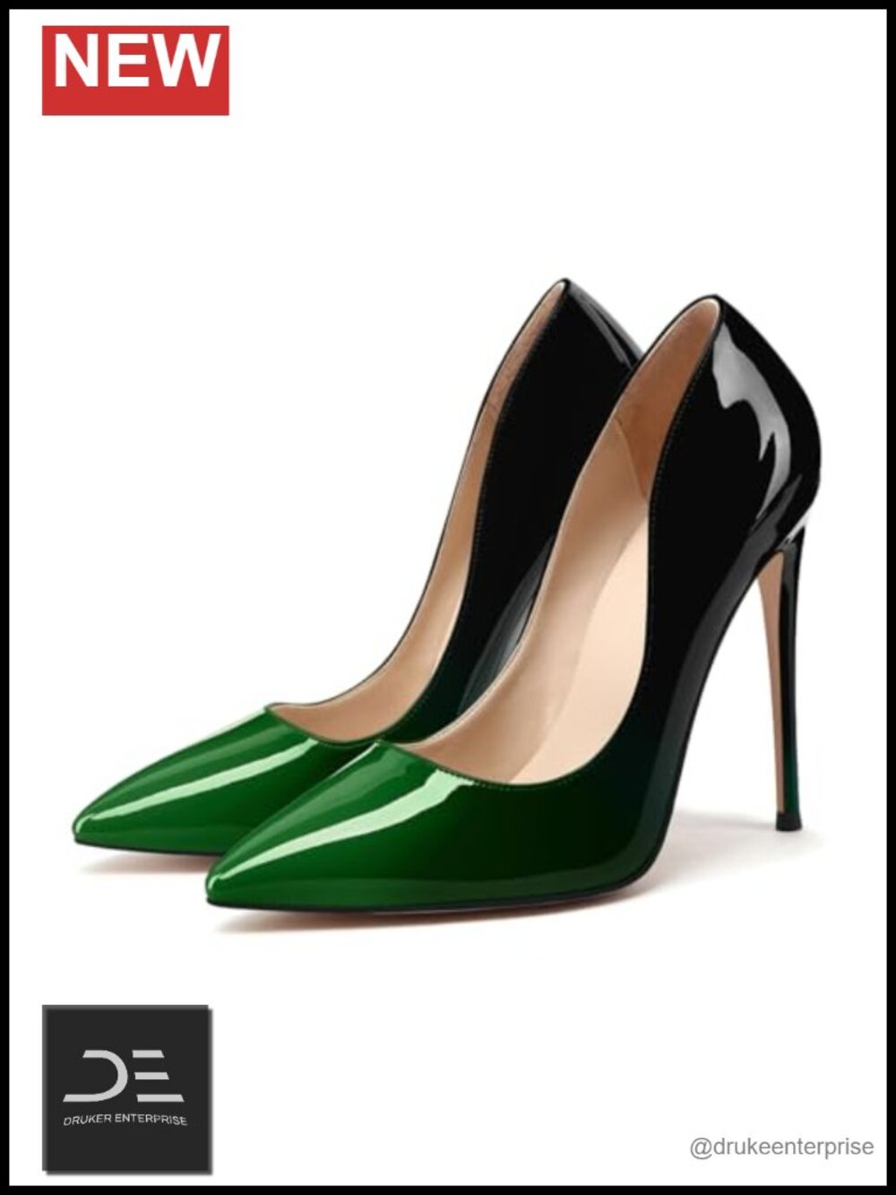 Women's Gradient Patent Leather Stiletto Heels 12cm Pointed Toe Dress Pumps